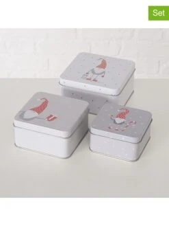 3er-Set: Vorratsdosen "Lucky" In Grau/ Weiß