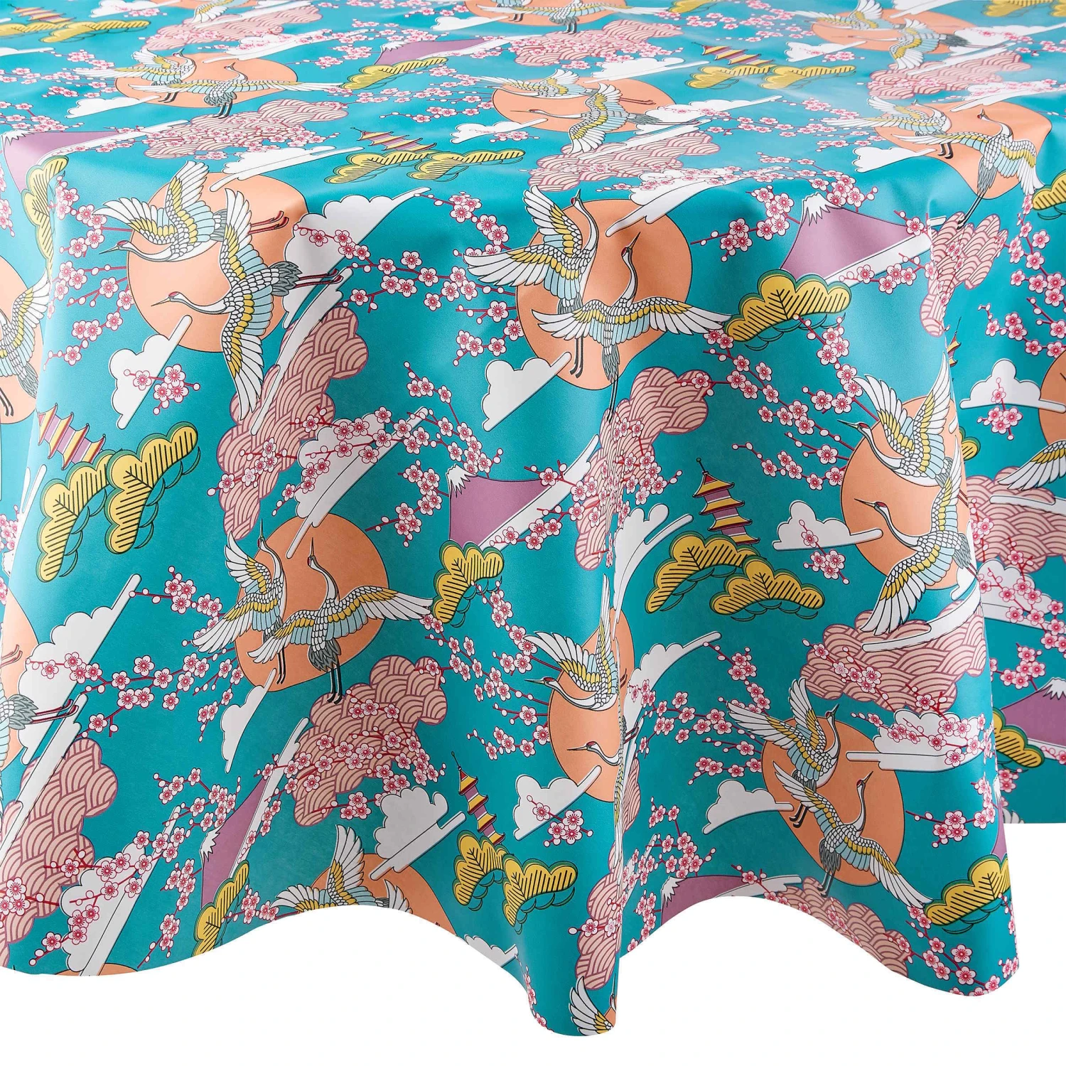 Wachstischdecke Japan Ø 140 Cm WATERPROOF In Bunt