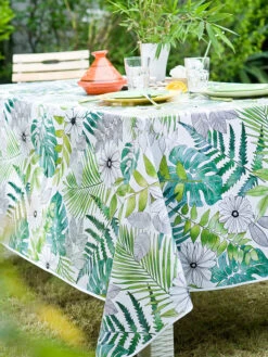 Wachstuchtischdecke "Chlorophile" In Weiß/ Grün