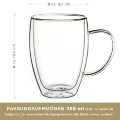 4er Set Doppelwandige Thermobecher Mit Henkel 250ml (320ml Randvoll) H-hoch -Küchenbedarf Angebote creano 4er set doppelwandige thermobecher mit henkel 250ml 320ml randvoll h hoch 5