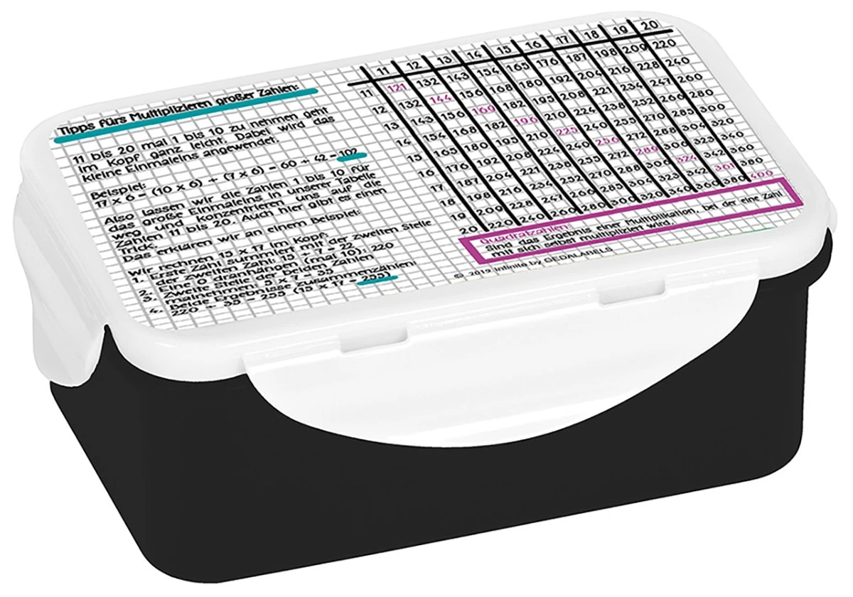 Brotdose Großes 1x1 In Schwarz - 18 Cm