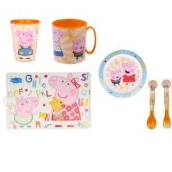 6-tlg.Set: Kindergeschirr Peppa Pig In Orange