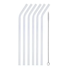Glastrinkhalm, Geknickt, Set 7 Tlg. - Länge 23 Cm