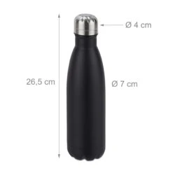 1x Edelstahl-Trinkflasche In Schwarz - 500 Ml -Küchenbedarf Angebote relaxdays 1x edelstahl trinkflasche in schwarz 500 ml 3