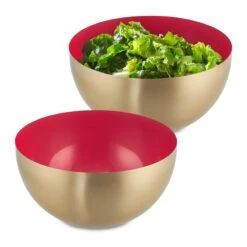 2 X Salatschüssel In Rot/ Gold - Ø 20 Cm