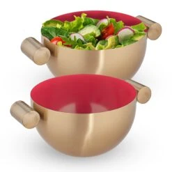 2 X Servierschüssel In Gold/ Rot