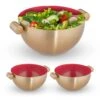 3 X Servierschüssel In Gold/ Rot