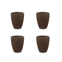 VTwonen 4er-set: Geschirr "Set/4 XL Mugs Without Ear Relievo" In Braun - 400ml