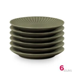 VTwonen Geschirr "Set/6 Plate Relievo Dark Green" In Grün - 15cm